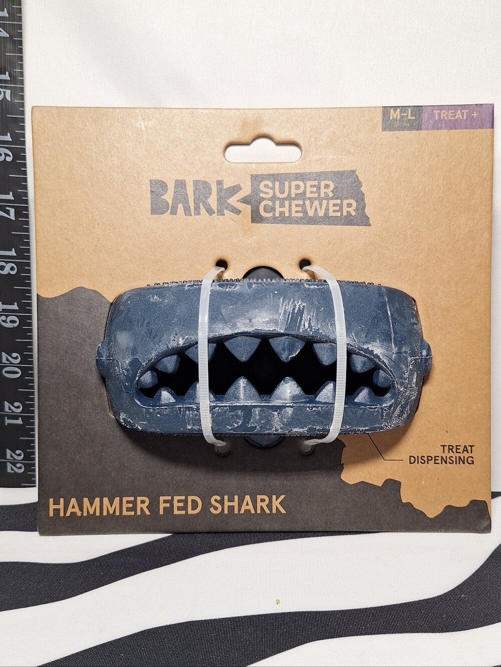 NWT Bark Super Chewer Hammer Fed Shark Dog Toy M-L